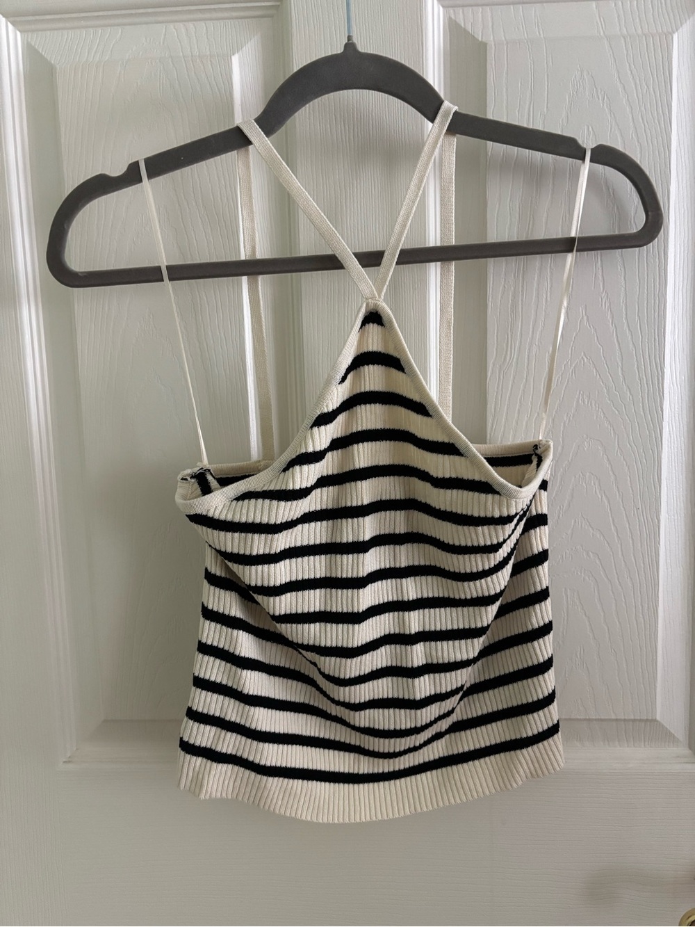 Together Black & White Striped Ribbed Spaghetti Strap Tank